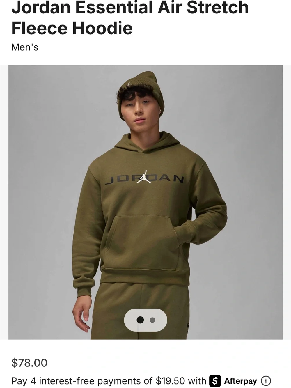 Jordan Olive Green Hoodie with Black Logo and matching Sweatpants